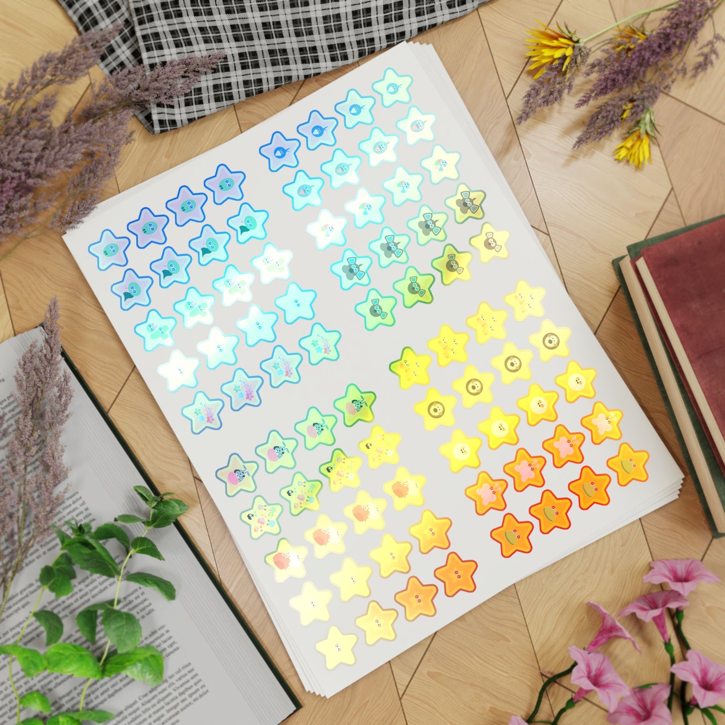 ALL CHARACTER Mindiful® Friends HOLOGRAPHIC Star Stickers - 5 Sheets