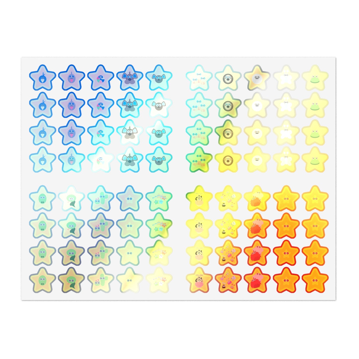 ALL CHARACTER Mindiful® Friends HOLOGRAPHIC Star Stickers - 5 Sheets