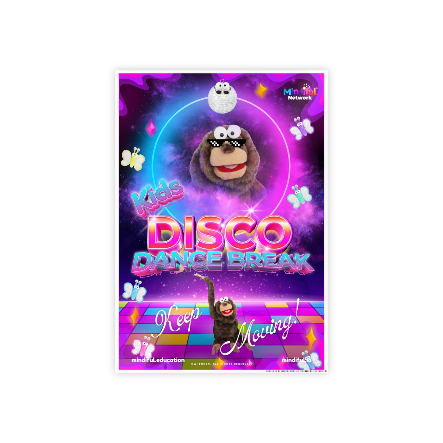 Mindiful® "Kids Disco Dance Break" GLOSSY Poster