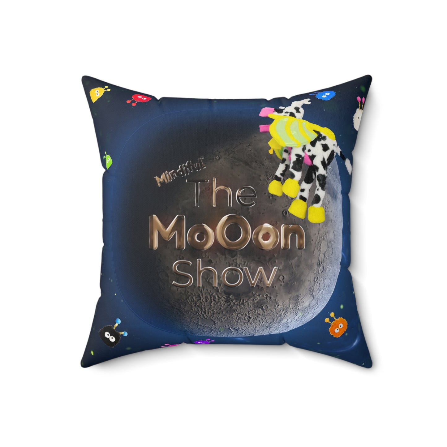 Mindiful® Cow Dragon "The Moon Show Showtime" Square Pillow