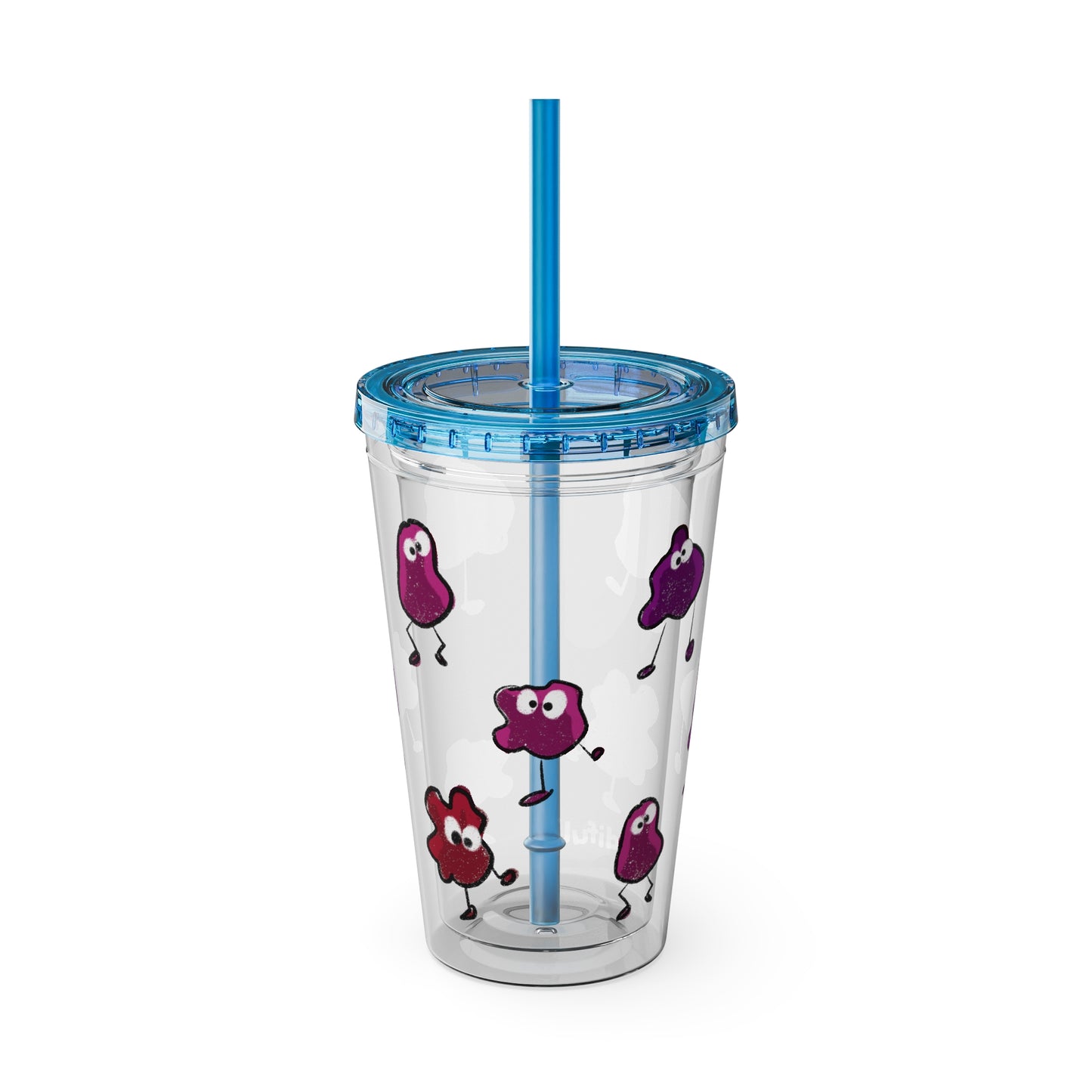 Silly Sippers BPA FREE ACRYLIC Tumbler with Straw, 16oz - Groovy Grapes