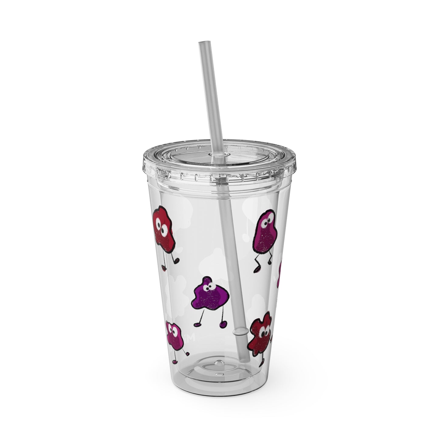 Silly Sippers BPA FREE ACRYLIC Tumbler with Straw, 16oz - Groovy Grapes