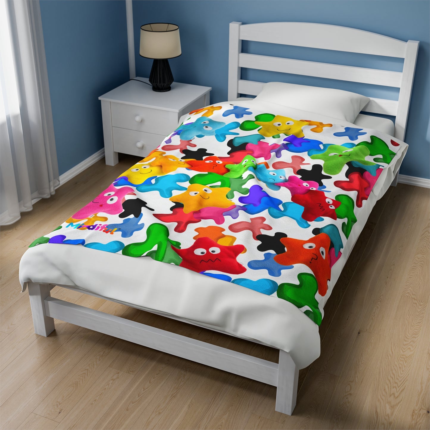 Mindiful® "Splatter Paint Starling" Velveteen Plush Snuggle Blanket