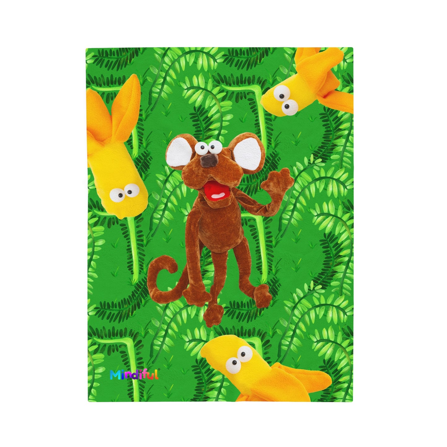 Mindiful® "Marty Jungle Party" Velveteen Plush Snuggle Blanket