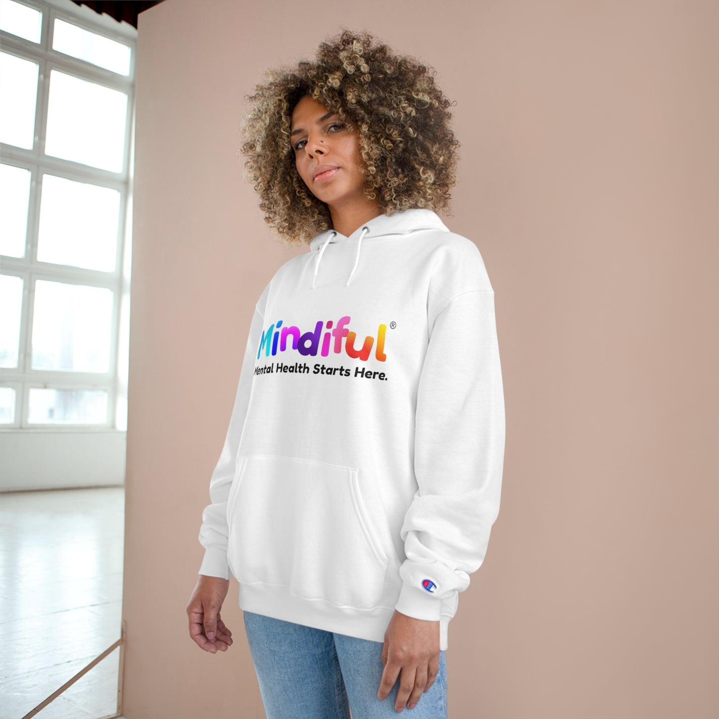 Mindiful® "I Support Children's Mental Health" Adult Champion Hoodie White