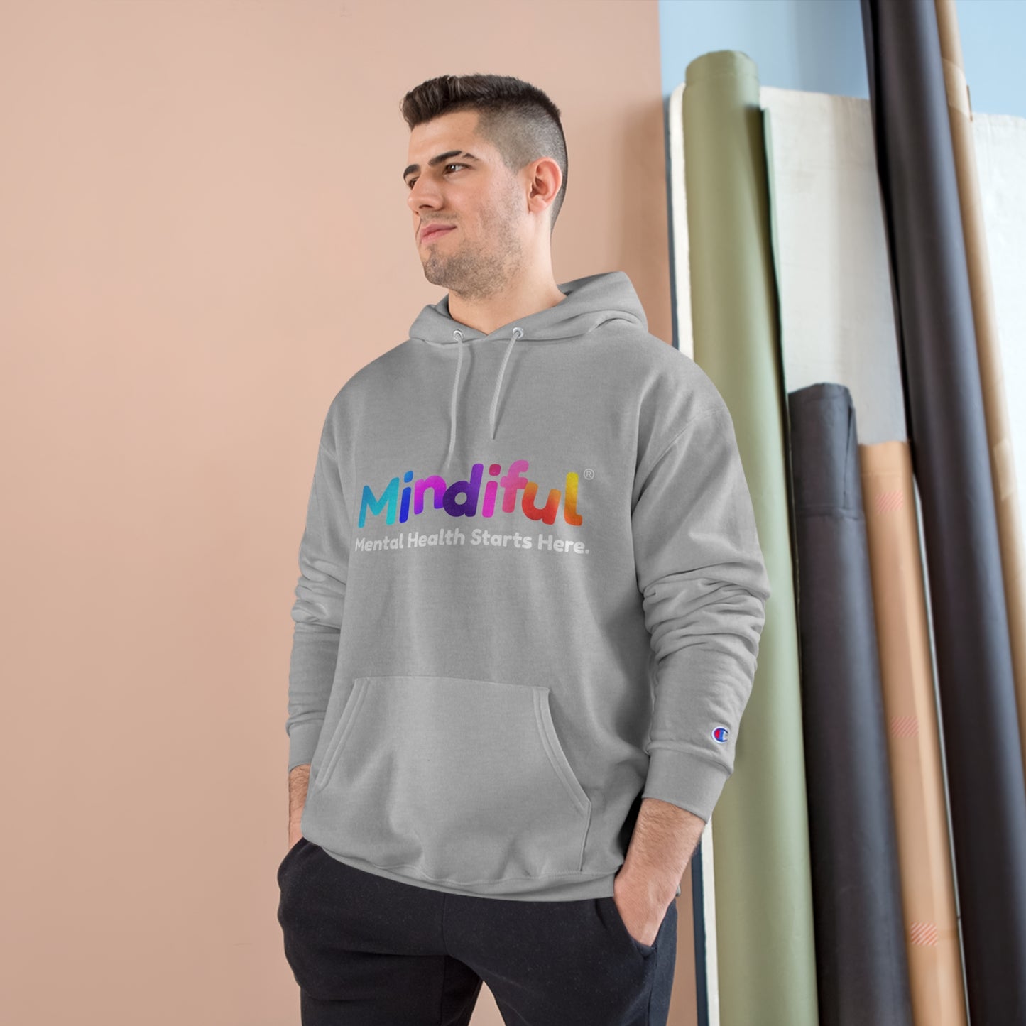 Mindiful® "I Support Children's Mental Health" Adult Champion Hoodie Black