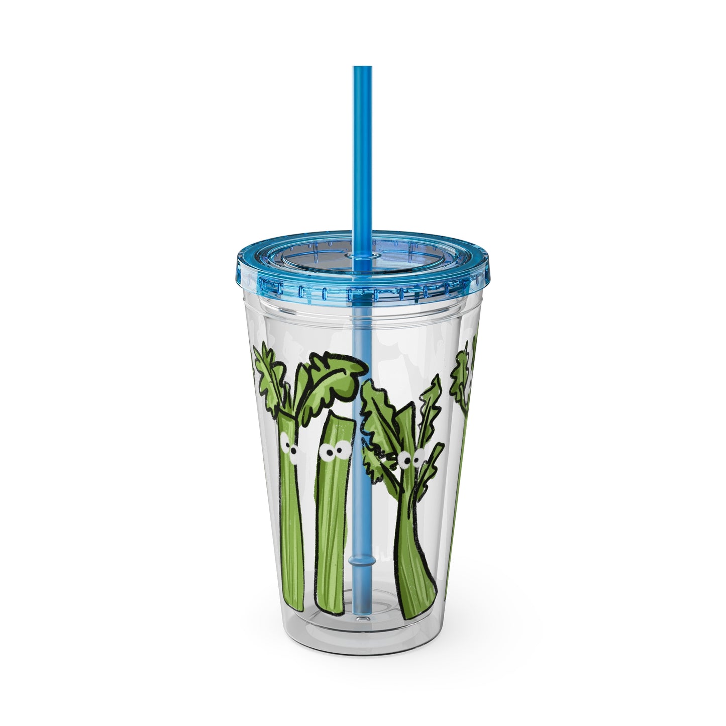 Silly Sippers BPA FREE ACRYLIC Tumbler with Straw, 16oz - Charming Celery