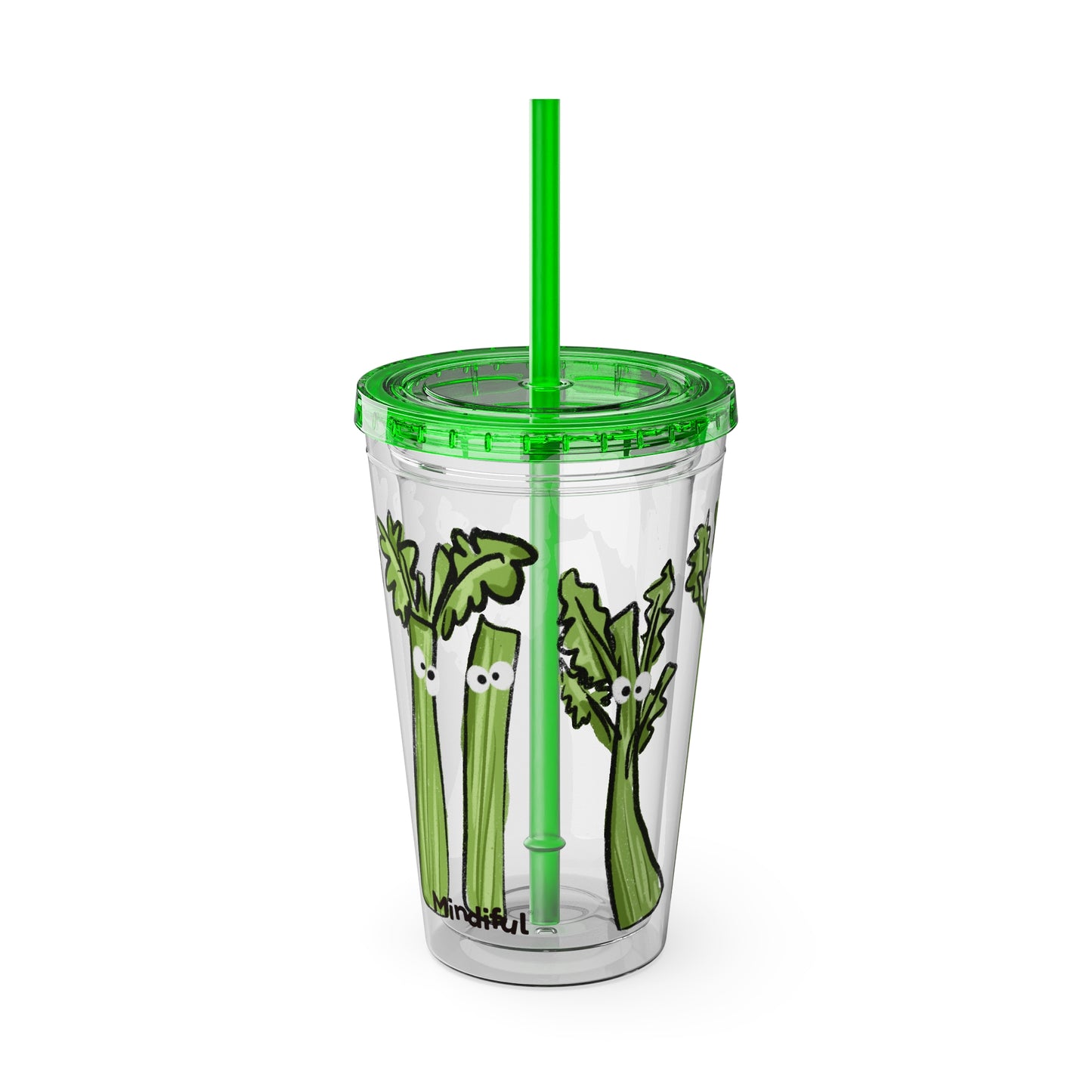 Silly Sippers BPA FREE ACRYLIC Tumbler with Straw, 16oz - Charming Celery