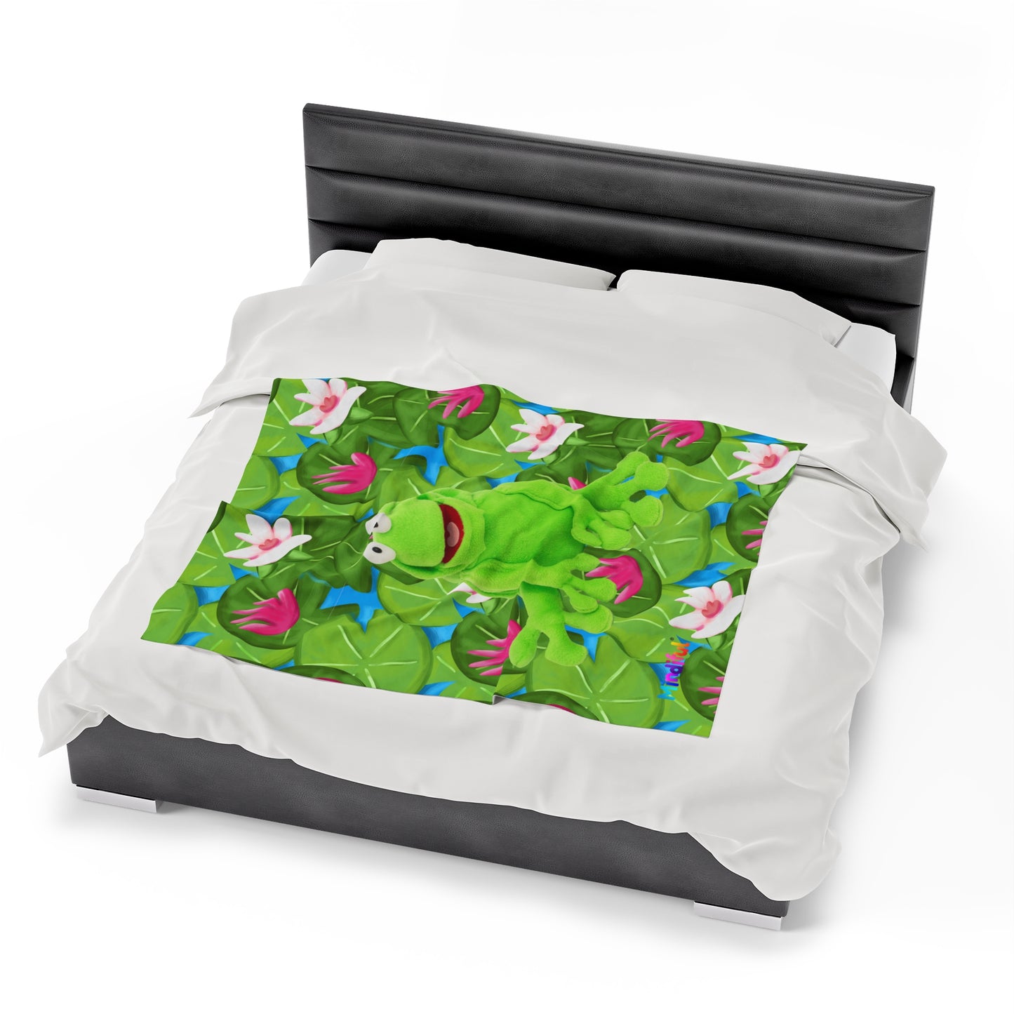 Mindiful® "Lily Pad Puddles" Velveteen Plush Snuggle Blanket