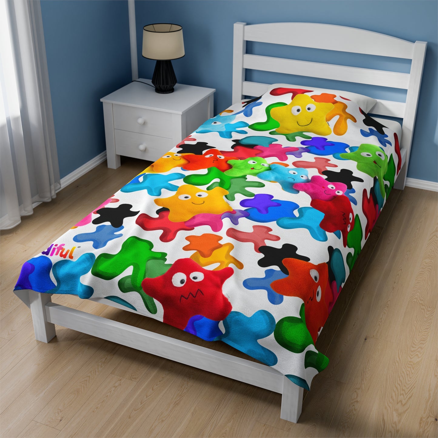 Mindiful® "Splatter Paint Starling" Velveteen Plush Snuggle Blanket