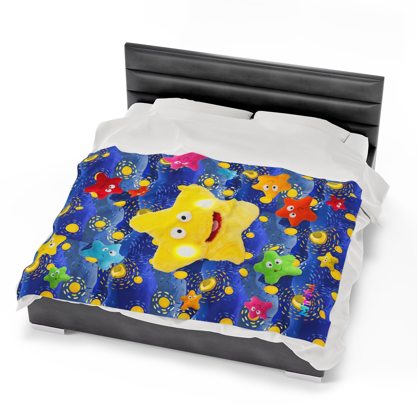 Mindiful® "Starry Starry Starling" Velveteen Plush Snuggle Blanket