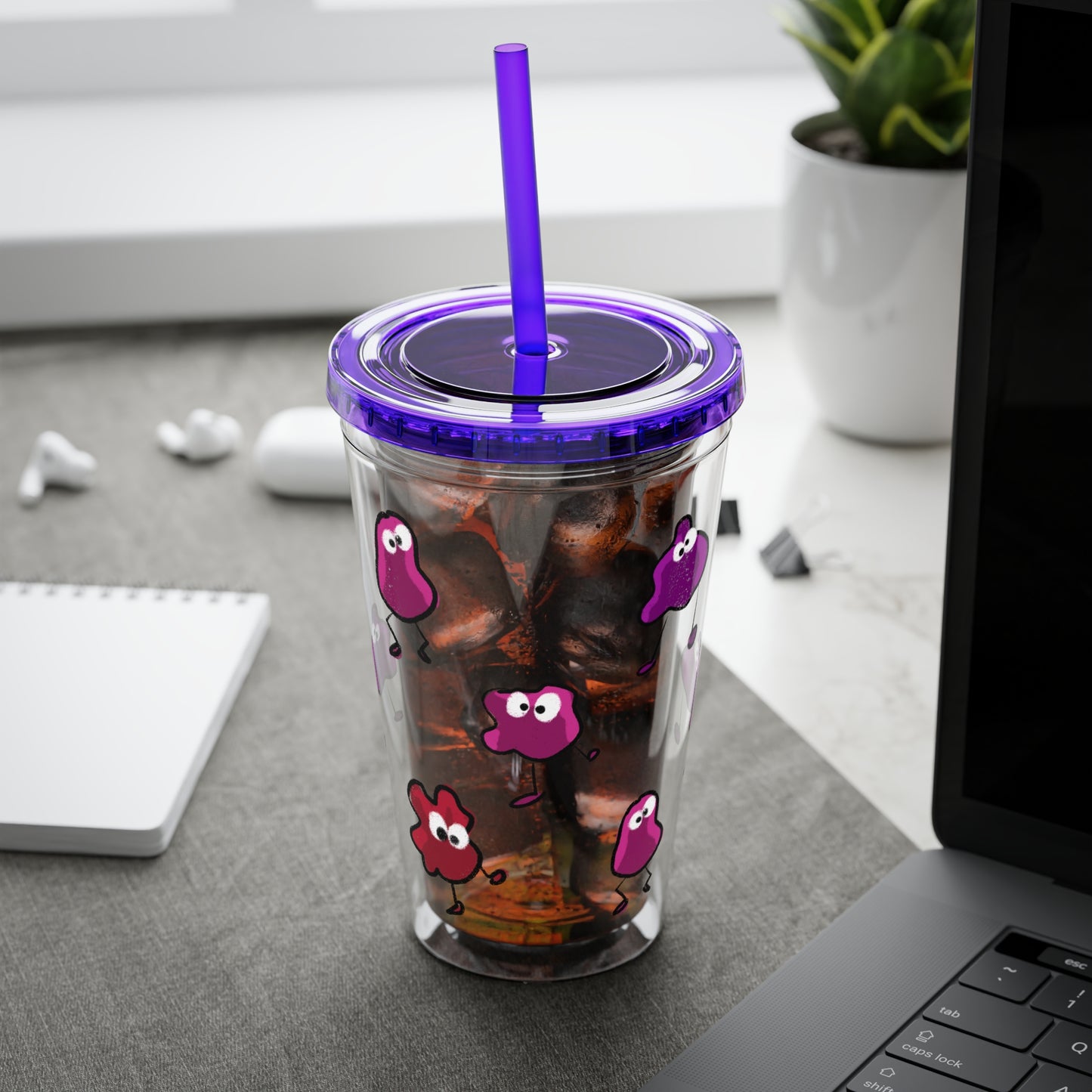 Silly Sippers BPA FREE ACRYLIC Tumbler with Straw, 16oz - Groovy Grapes