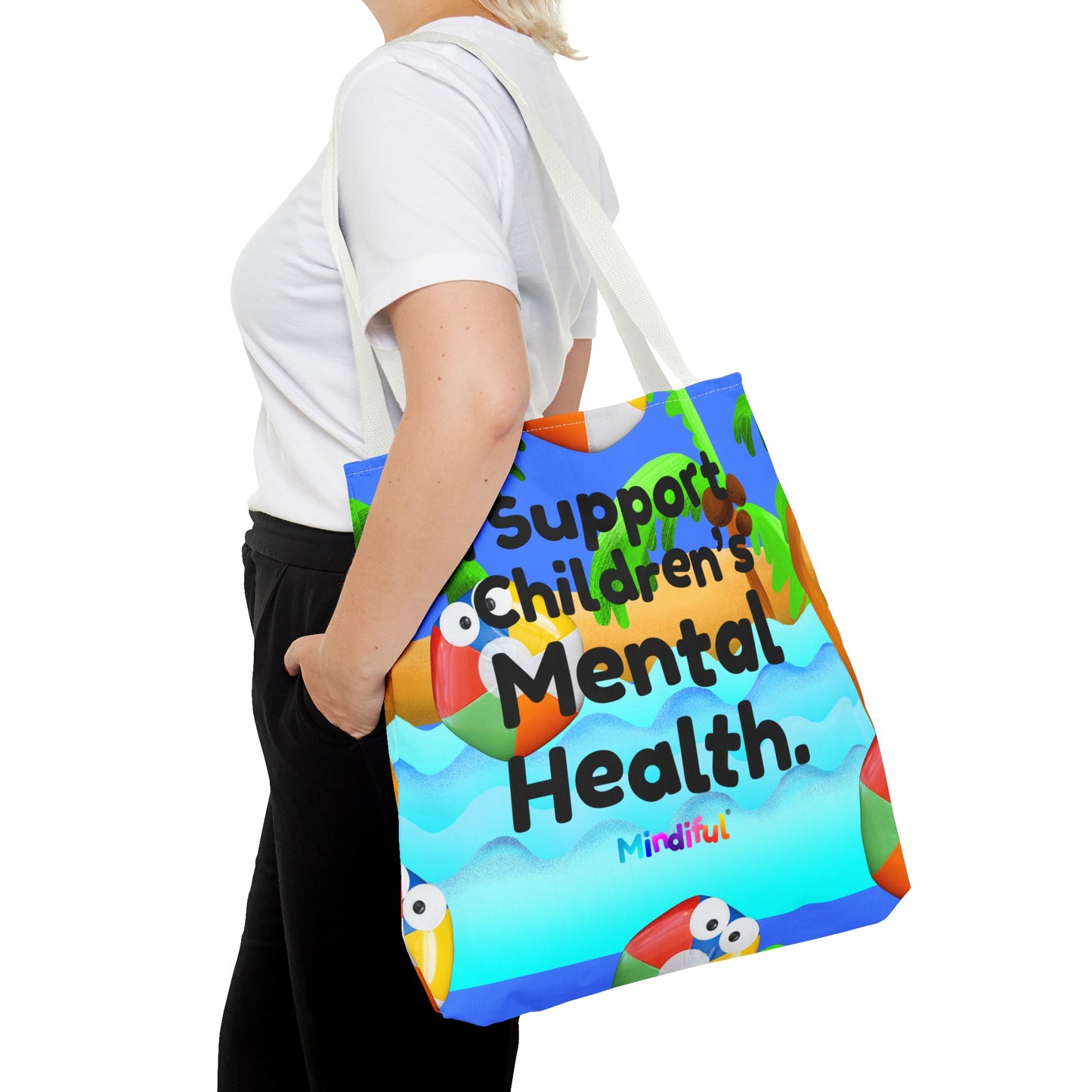 Mindiful® "I Support Children's Mental Health" Grey Bird Tote Bag