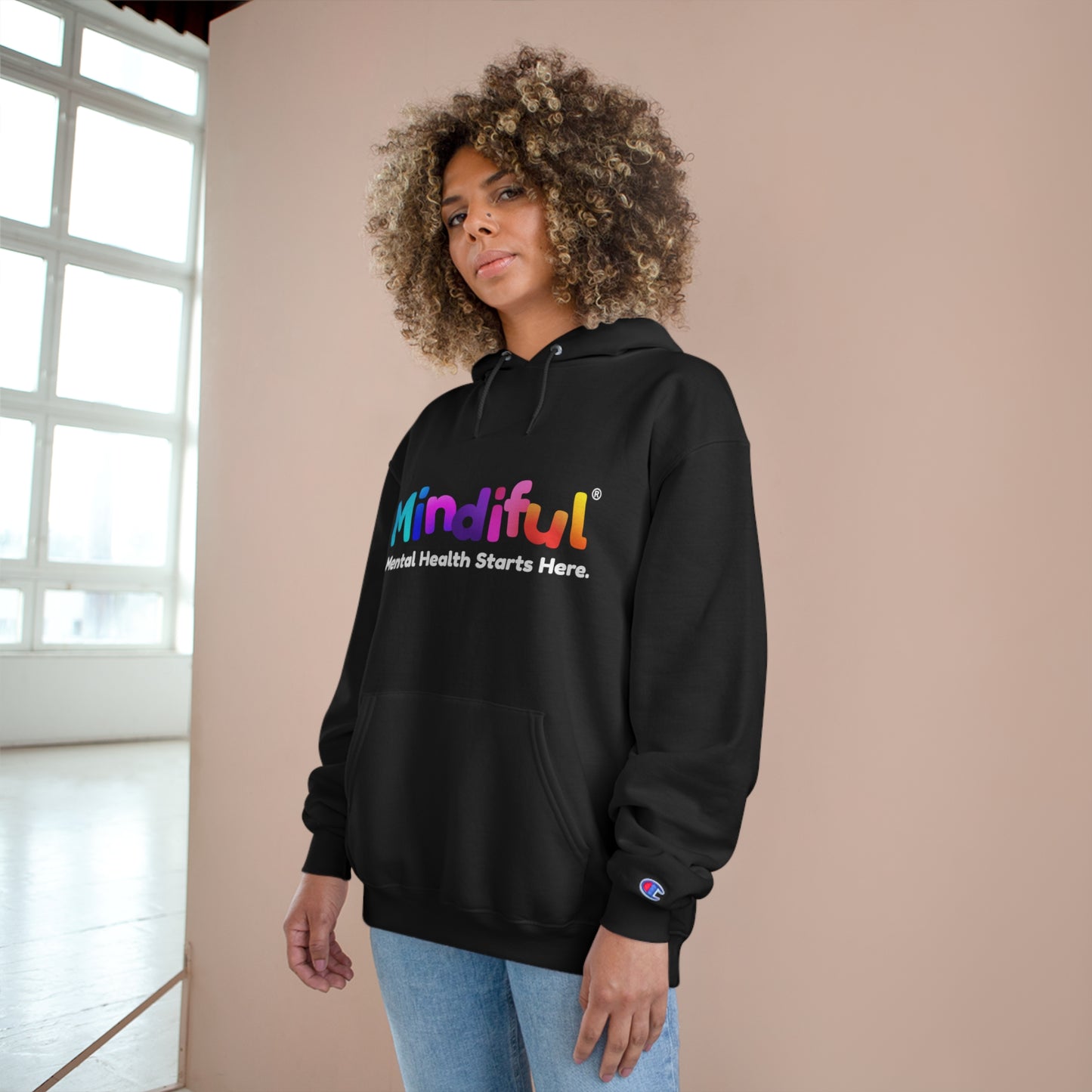 Mindiful® "I Support Children's Mental Health" Adult Champion Hoodie Black