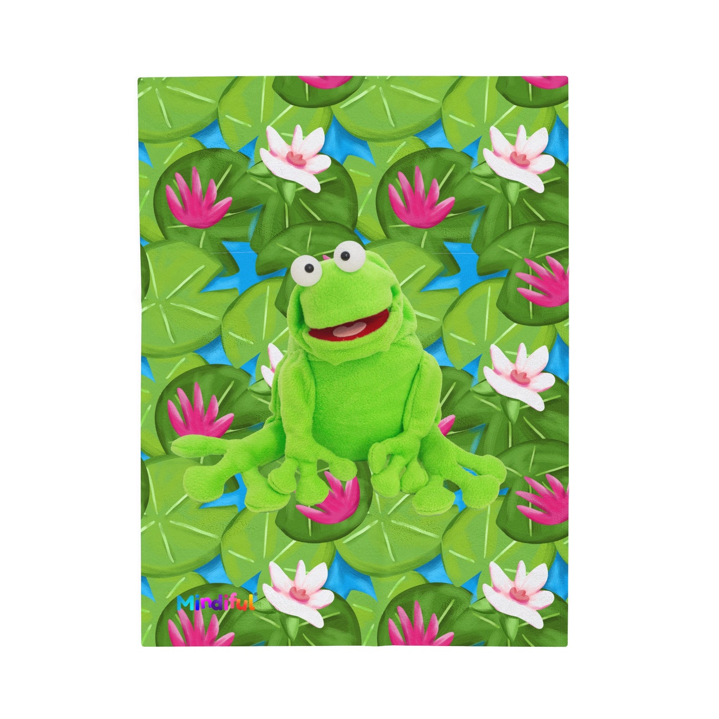 Mindiful® "Lily Pad Puddles" Velveteen Plush Snuggle Blanket