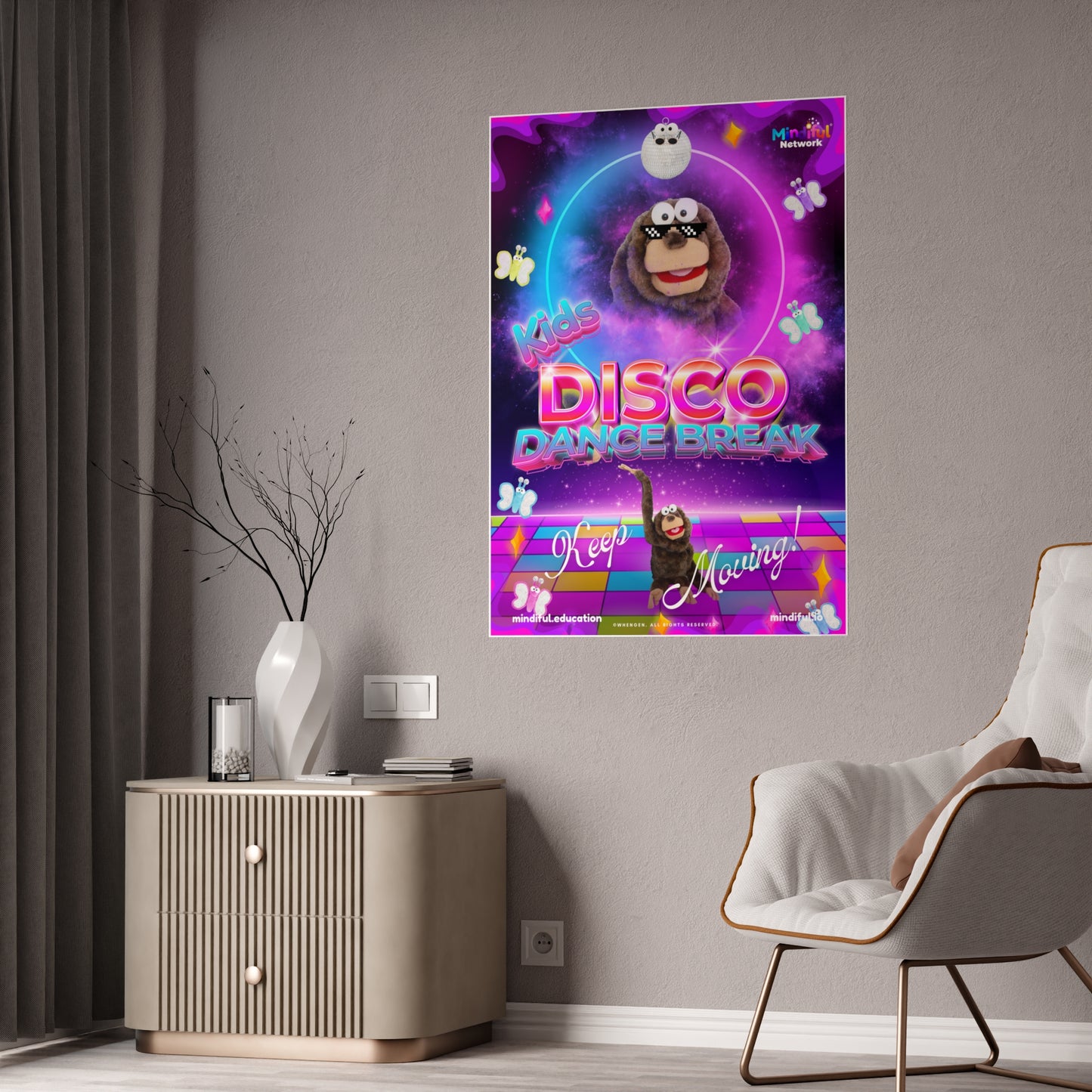 Mindiful® "Kids Disco Dance Break" GLOSSY Poster