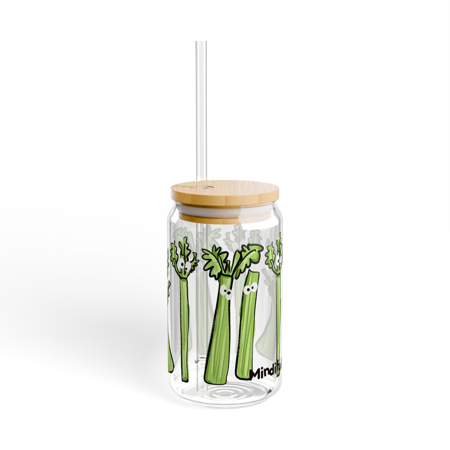 Silly Sippers GLASS with or w/o Straw, 16oz - Charming Celery