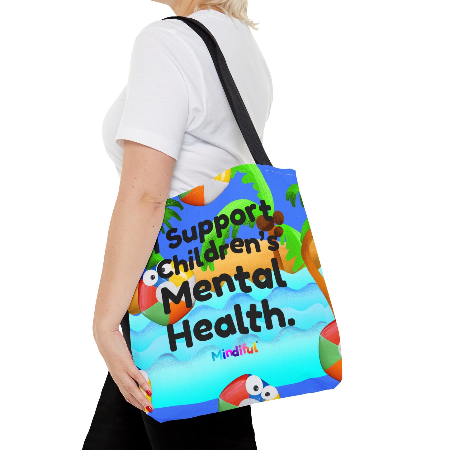 Mindiful® "I Support Children's Mental Health" Grey Bird Tote Bag