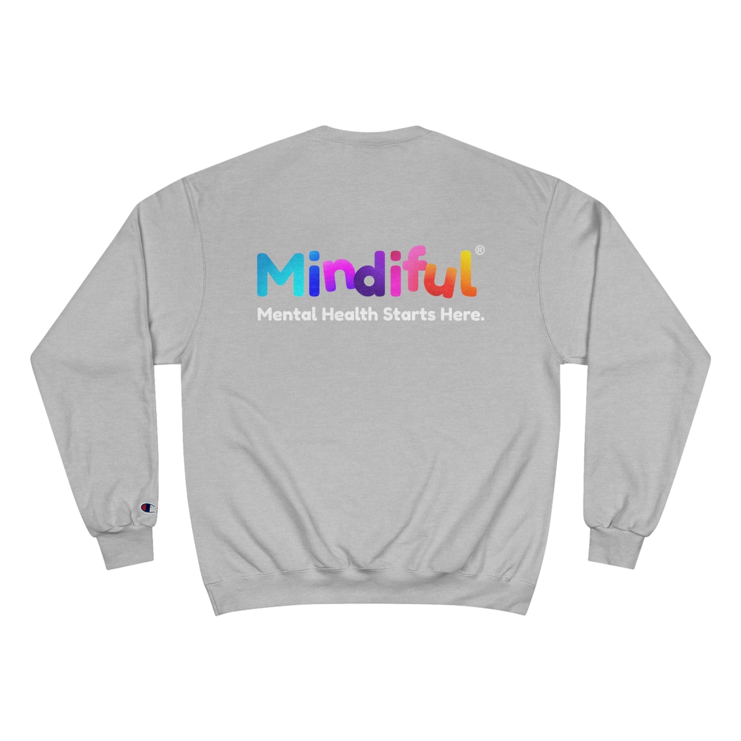 Mindiful® "I Support Children's Mental Health" Black White Text Champion Crewneck Sweatshirt