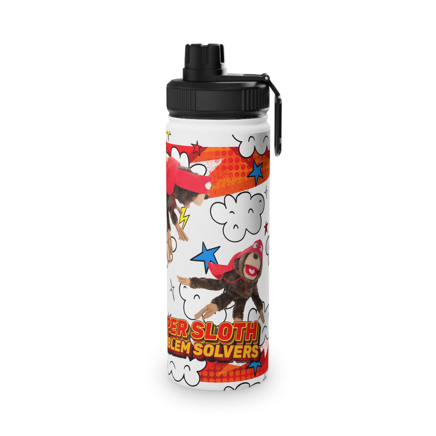 Mindiful® "Super Sloth Problem Solvers" Stainless Steel Water Bottle, Sports Lid