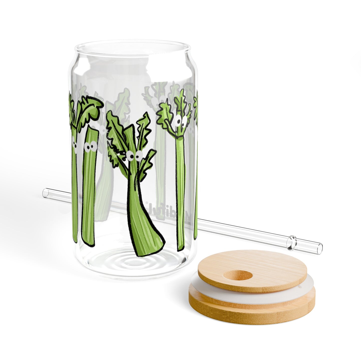 Silly Sippers GLASS with or w/o Straw, 16oz - Charming Celery