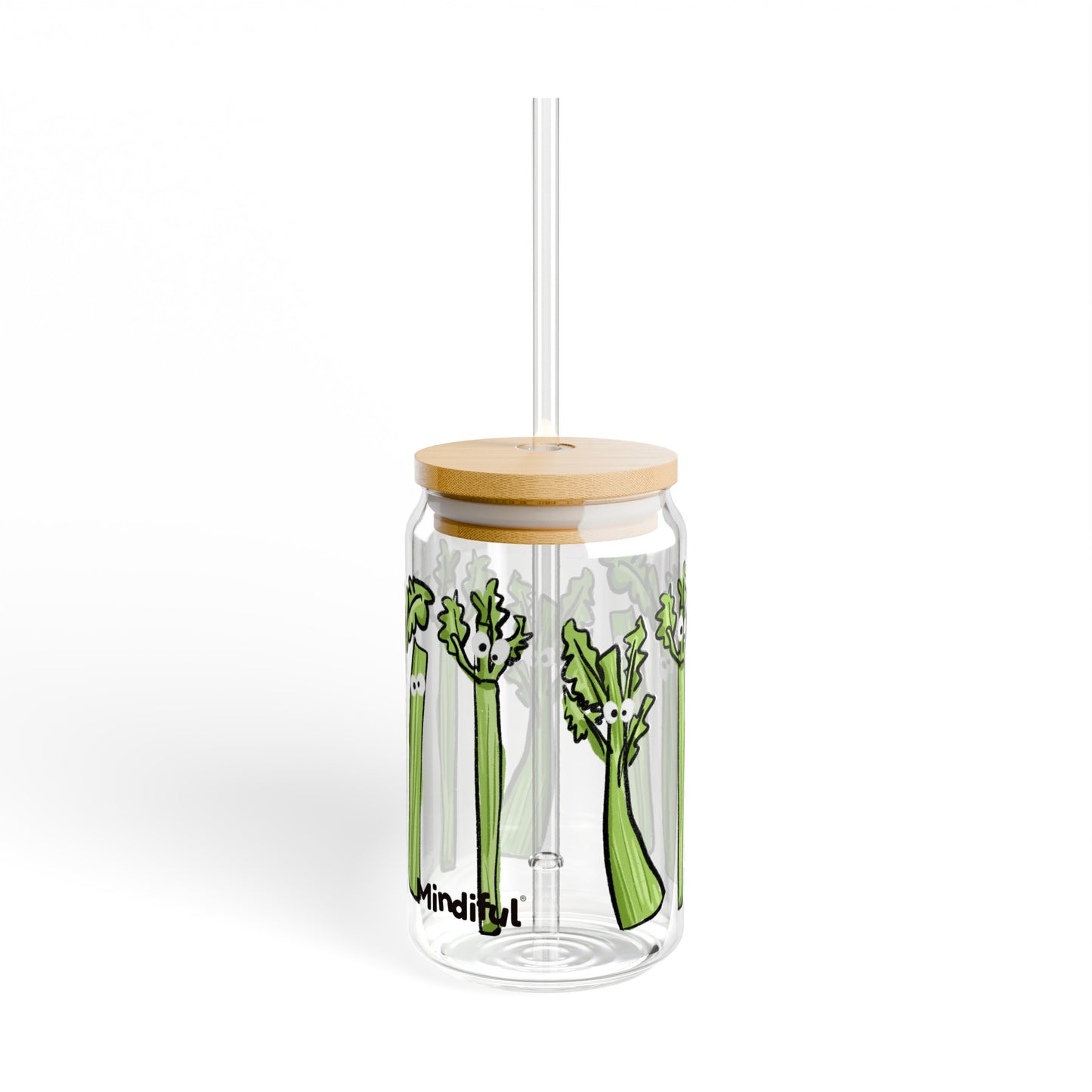 Silly Sippers GLASS with or w/o Straw, 16oz - Charming Celery