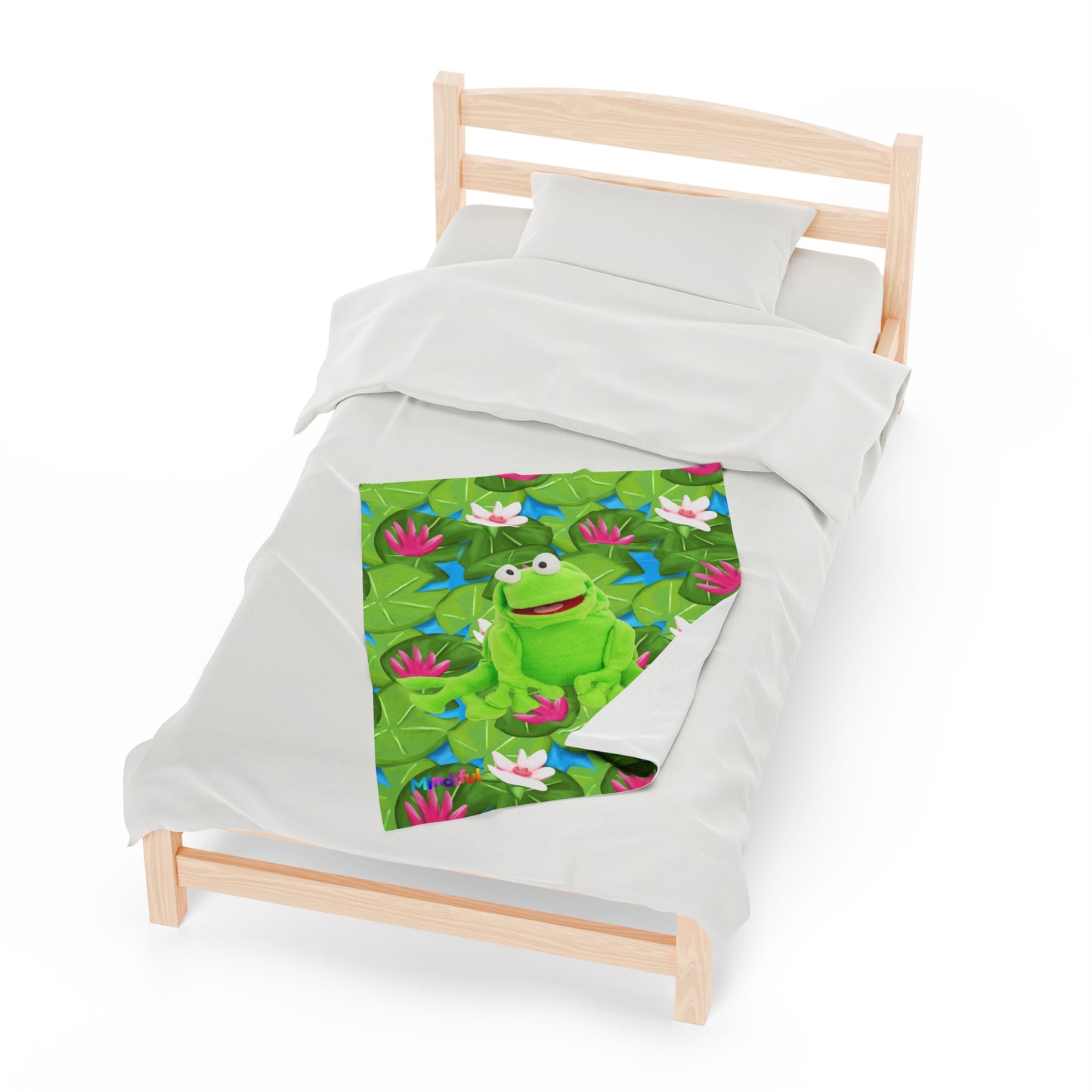 Mindiful® "Lily Pad Puddles" Velveteen Plush Snuggle Blanket