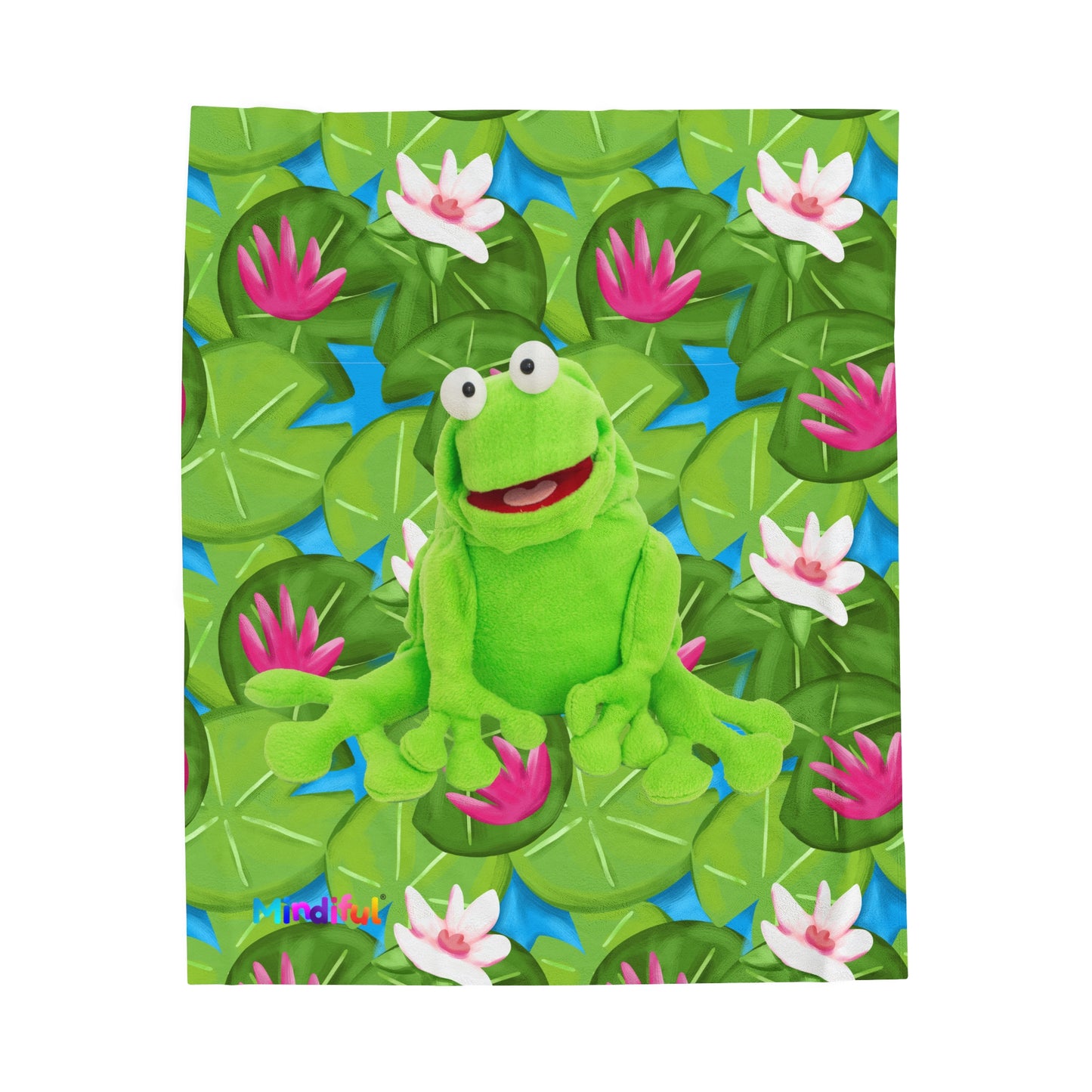 Mindiful® "Lily Pad Puddles" Velveteen Plush Snuggle Blanket