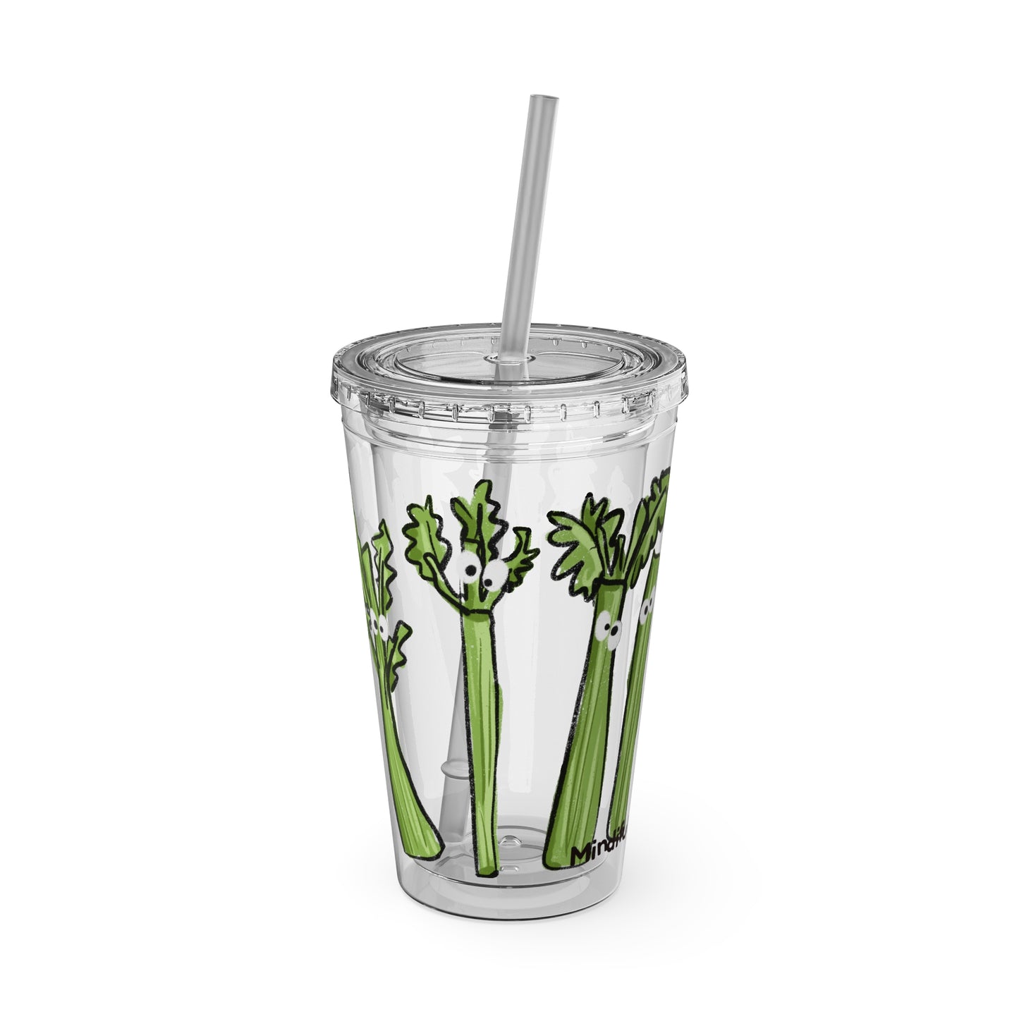 Silly Sippers BPA FREE ACRYLIC Tumbler with Straw, 16oz - Charming Celery