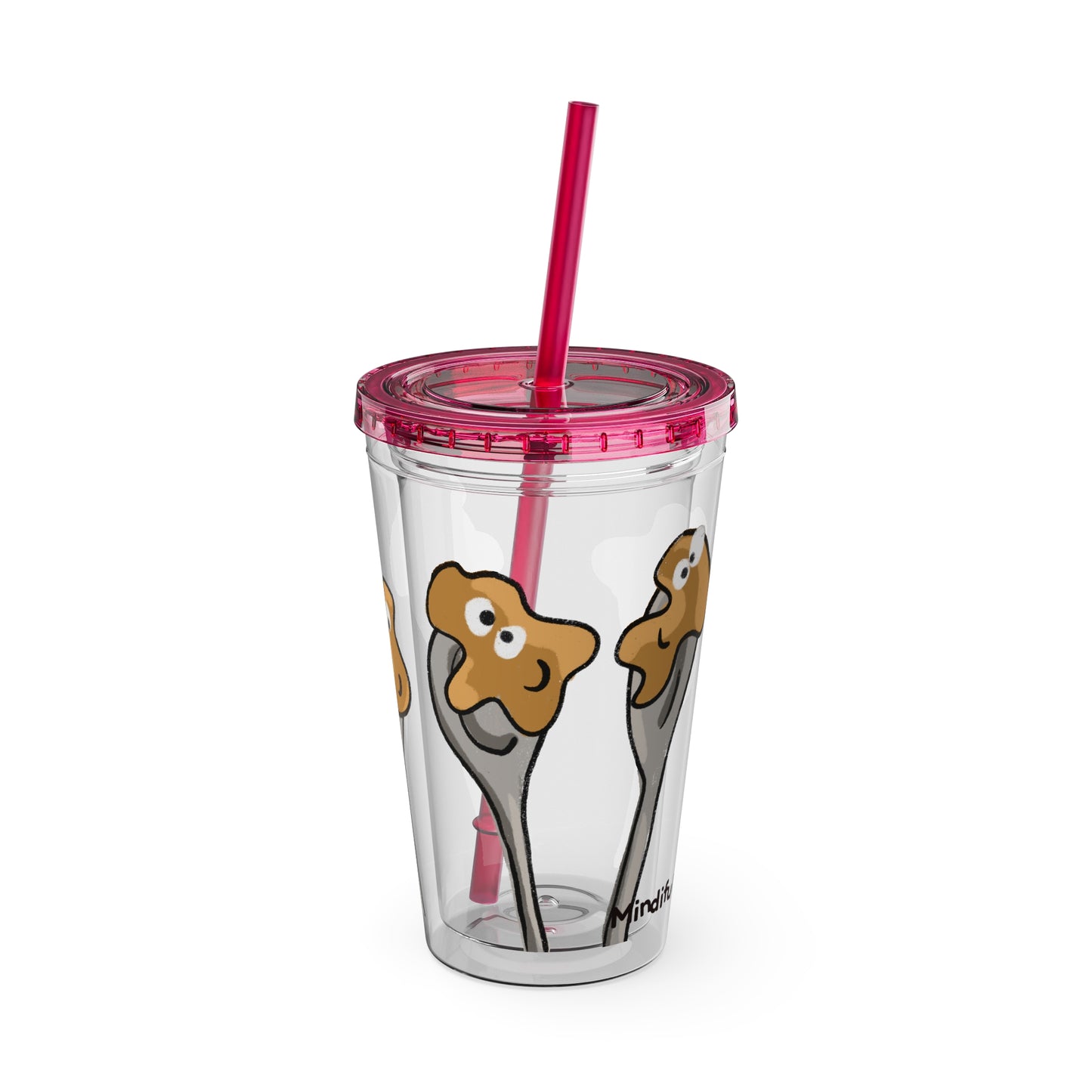 Silly Sippers BPA FREE ACRYLIC Tumbler with Straw, 16oz - Positive Peanut Butter