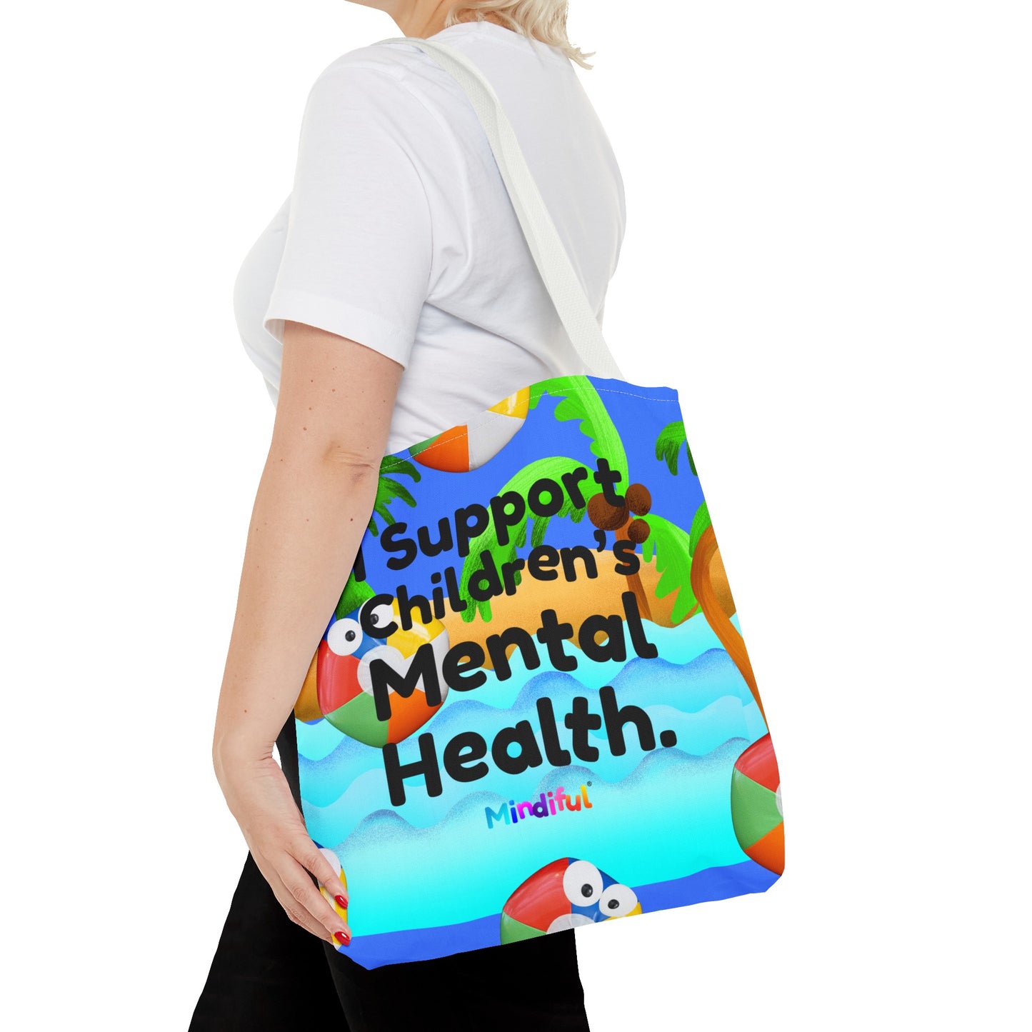 Mindiful® "I Support Children's Mental Health" Grey Bird Tote Bag