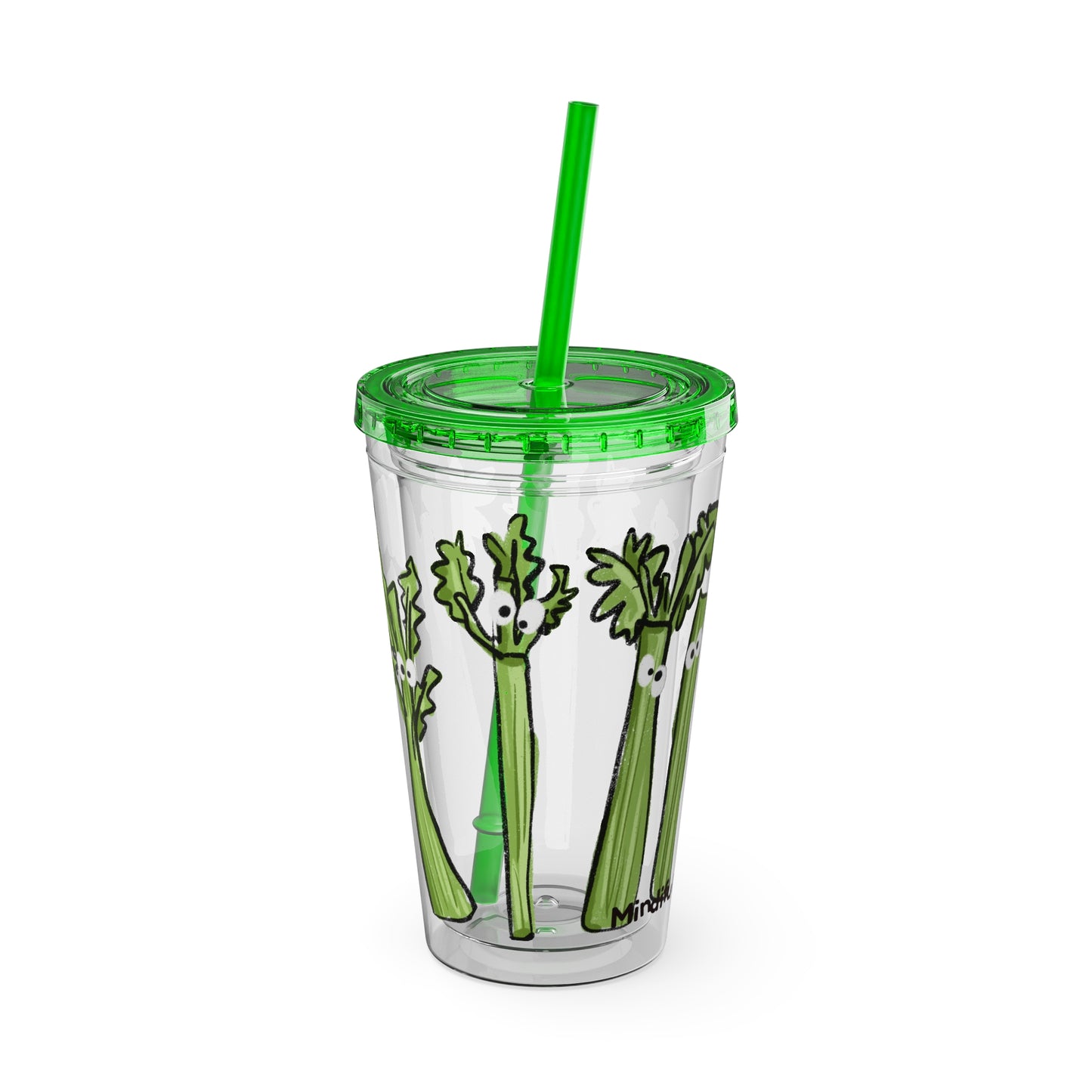 Silly Sippers BPA FREE ACRYLIC Tumbler with Straw, 16oz - Charming Celery